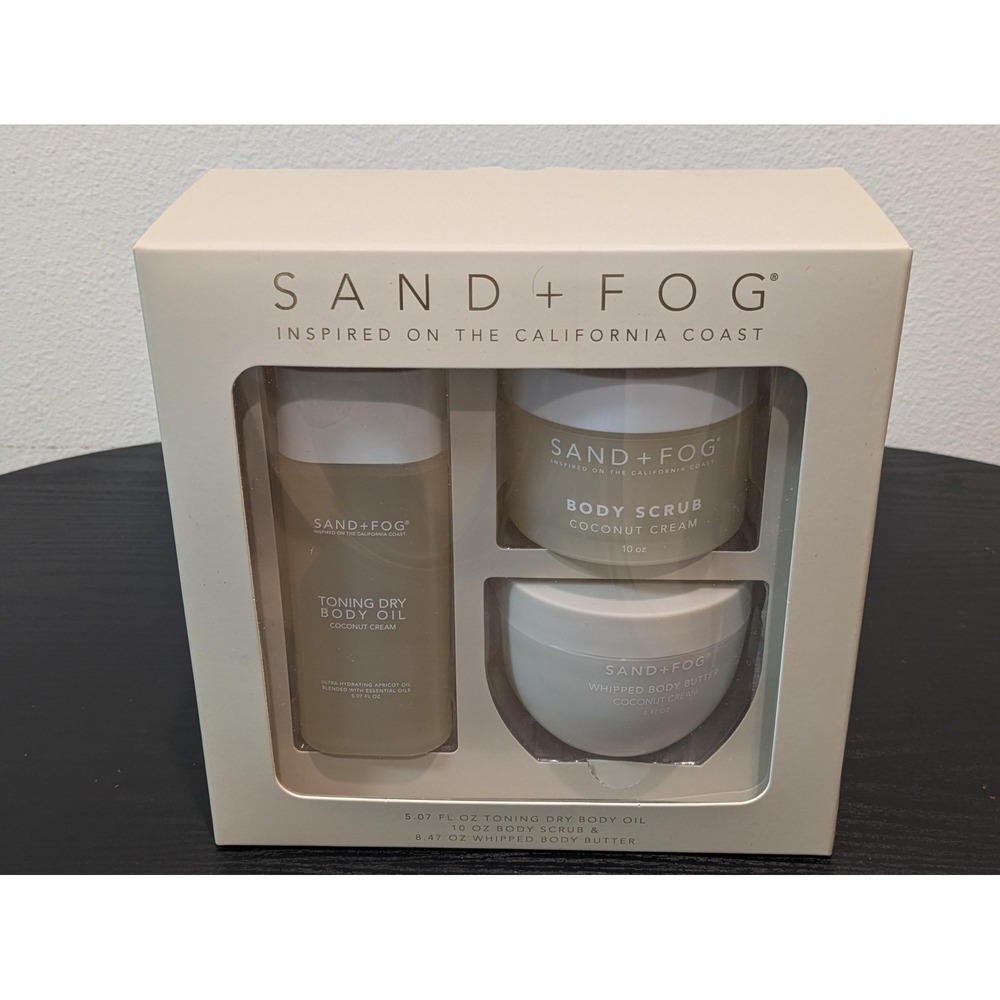 Sand + Fog Bath Body Gift Set Coconut Cream Toning Oil Scrub Butter New